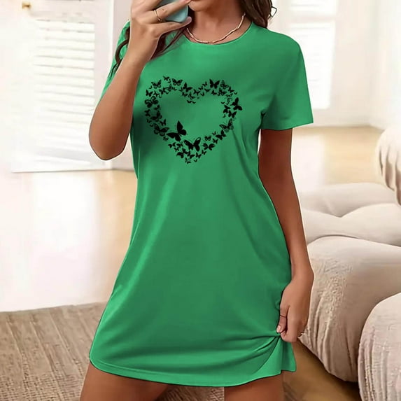 Taylonsss Clearance Women's Oversized Short Nightgown Fashion Chest Print Short Sleeve Nightdress