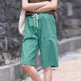 thumbnail image 1 of Taylonsss Clearance Women's Summer Elastic Waist Double Pocket Casual Wide Leg Shorts Straight Leg Pants Fifth Pants, 1 of 4