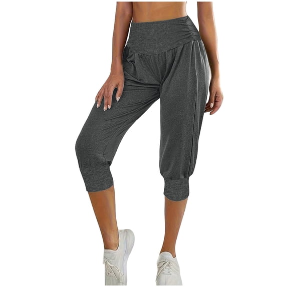 Taylonsss Clearance Women's Summer High Waisted Solid Color Matching Slim Fitting Yoga Gym Pants