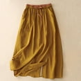 thumbnail image 1 of Taylonsss Clearance Women's Summer Loose Retro Elastic Waist Embroidery Floral Cotton Linen Elastic Waist Skirt Women's Mid-length, 1 of 8