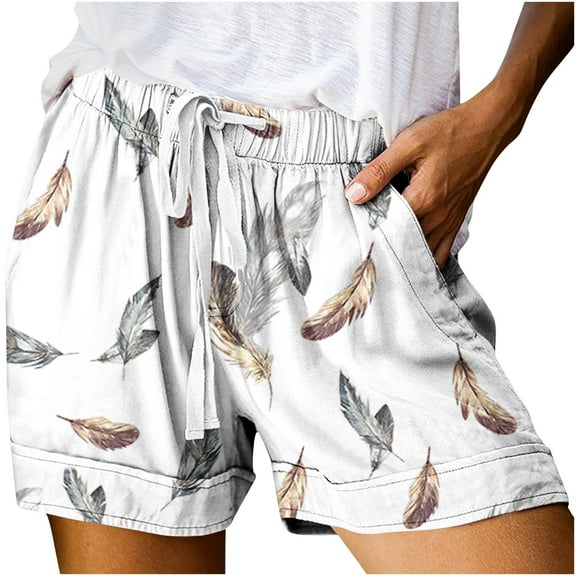 Taylonsss Clearance Women's Summer (Not Positioned) Printed Multi Pocket Lace Up Shorts Casual Pants