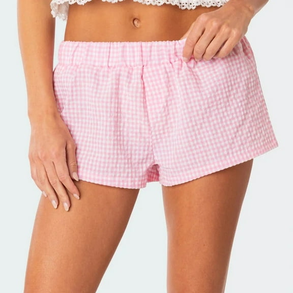 Taylonsss Clearance Women's Summer Plaid High-waisted Casual Shorts Casual Wide-leg Shorts