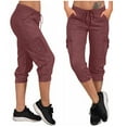 thumbnail image 1 of Taylonsss Clearance Women's Yoga Pants Loose Soft Drawstring Workout Sweatpants Outdoor Athletic Causal Pants With Pockets Cargo Capris, 1 of 8