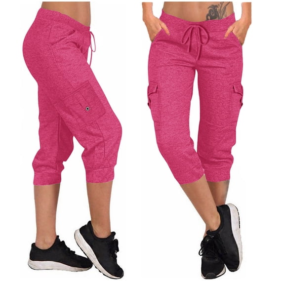 Taylonsss Clearance Women's Yoga Pants Loose Soft Drawstring Workout Sweatpants Outdoor Athletic Causal Pants With Pockets Cargo Capris