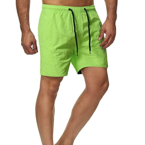 Taylonsss Fashion Man Solid Elastic Waist Mid Waist Loose Pockets Bandage Short Pants