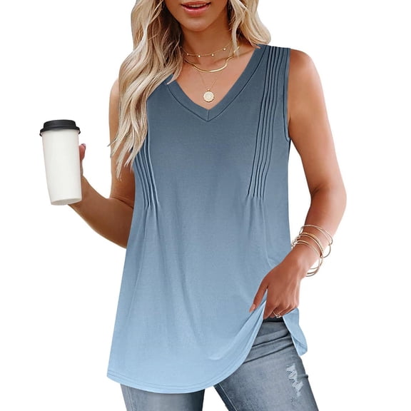 Taylonsss Fashion Women's Spring/Summer Solid Color Casual V-neck Sleeveless Top Tank Top