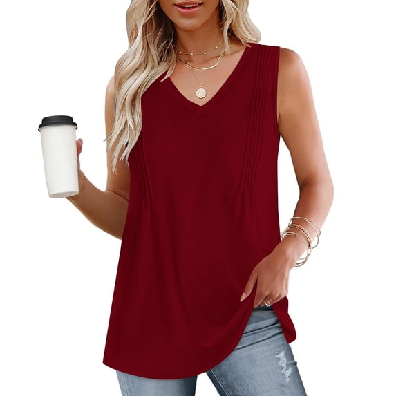 Taylonsss Fashion Women's Spring/Summer Solid Color Casual V-neck Sleeveless Top Tank Top