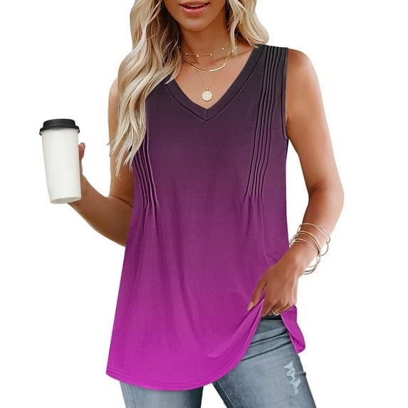 Taylonsss Fashion Women's Spring/Summer Solid Color Casual V-neck Sleeveless Top Tank Top