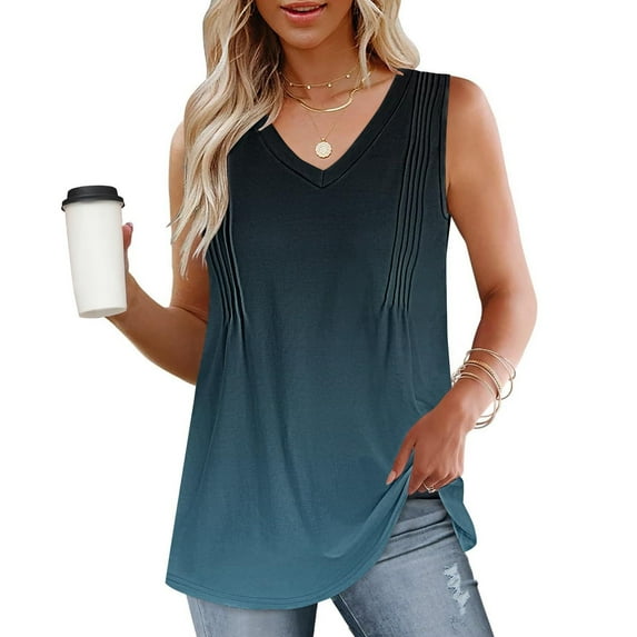 Taylonsss Fashion Women's Spring/Summer Solid Color Casual V-neck Sleeveless Top Tank Top