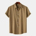 thumbnail image 1 of Taylonsss Men Casual Solid Turndown Short Sleeve Button Closure Shirt Hawaii Blouse, 1 of 9
