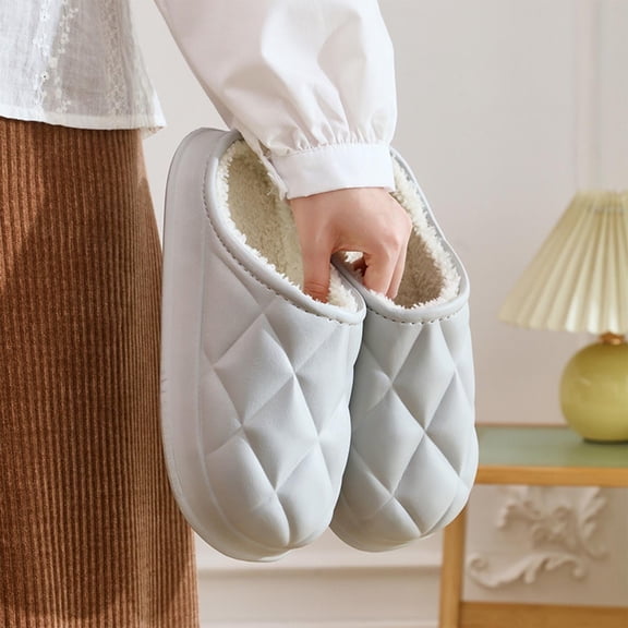 Taylonsss Men's Closed-Toe Fleece-Lined Slippers with Waterproof Quilted Exterior for Winter Indoor and Outdoor Use Cozy Warm Comfortable Half Slippers