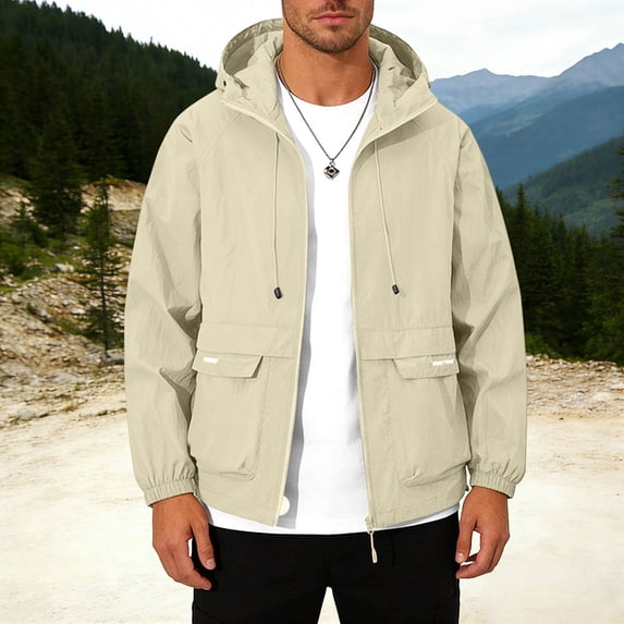 Taylonsss Men's Hooded Cardigan Long Sleeve Zipper Front Thin Sunscreen Jacket for Casual Outdoor Daily Wear All Season Comfortable Solid Color