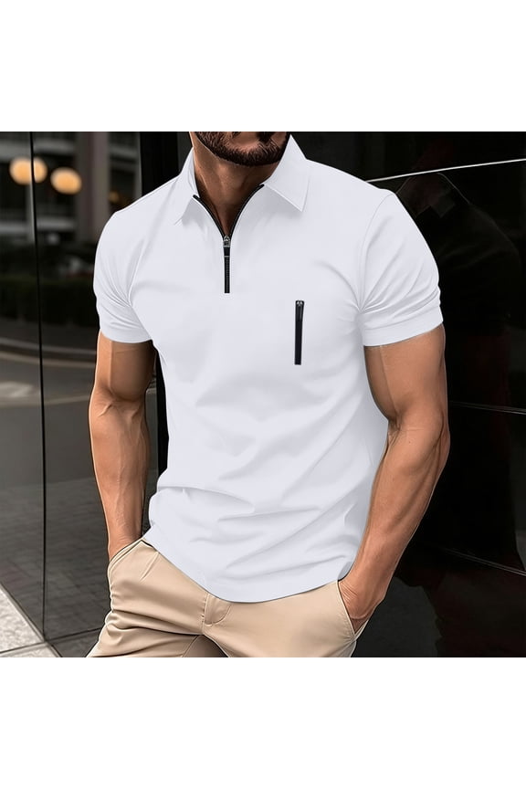 Men's Short Sleeve Breathable Polyester Casual Sports T-Shirt with Round Neck for Summer Workout Fitness and Daily Wear