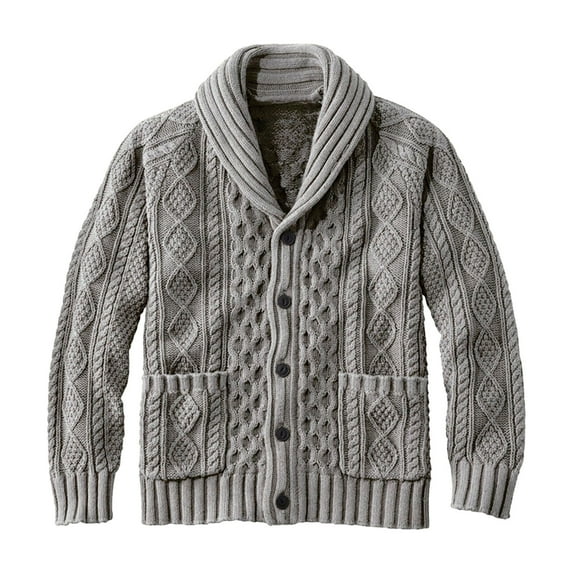 Taylonsss Men's & Women's Shawl Collar Cardigan Sweater Cable Knitted Button Down Sweaters Chunky Fall Winter Outwear