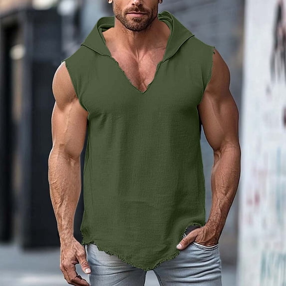 Taylonsss Mens Sleeveless Top V Neck Design Casual Style Summer Fashion Color Blocked Comfortable Breathable Knit Shirt