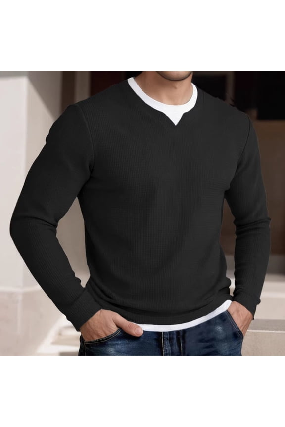 Mens Summer Sport Top False Two Layer Collar Long Sleeve Pullover Shirt Casual Athletic Style Comfortable Breathable Outdoor Activewear