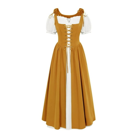 Taylonsss Renaissance Costume Women Medieval Dress Renaissance Pirate Irish Ren Faire Dresses Short Sleeve Maxi Dress