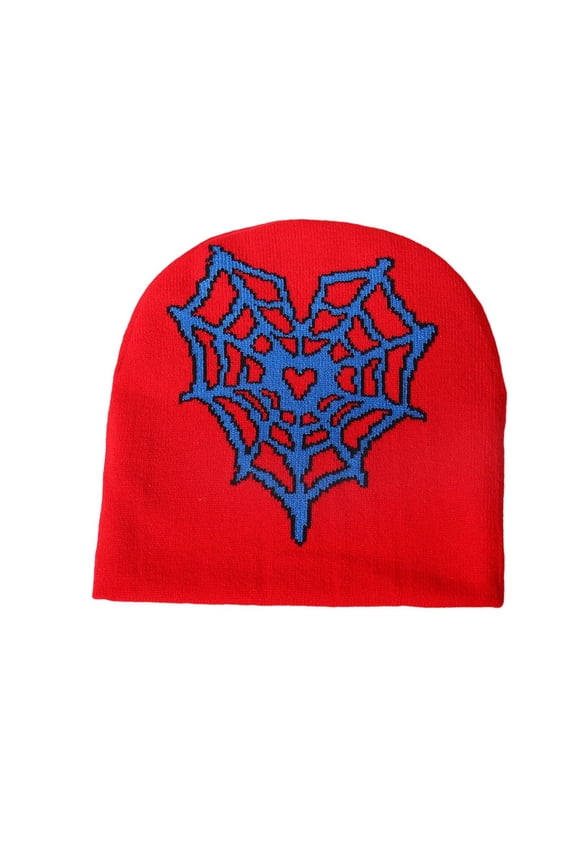 Unisex Fall Winter Knit Hat Spiderweb Jacquard Warm Breathable Streetwear Versatile Urban Style Cap