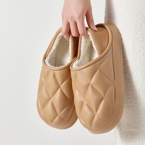 Taylonsss Unisex Fleece-Lined Waterproof Closed-Toe Slippers with Thick Cushioned Sole for Winter Warm and Comfortable for Indoor Lounging and Outdoor Use