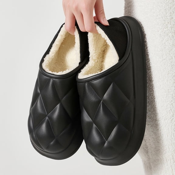 Taylonsss Unisex Fleece-Lined Waterproof Closed-Toe Slippers with Thick Cushioned Sole for Winter Warm and Comfortable for Indoor Lounging and Outdoor Use