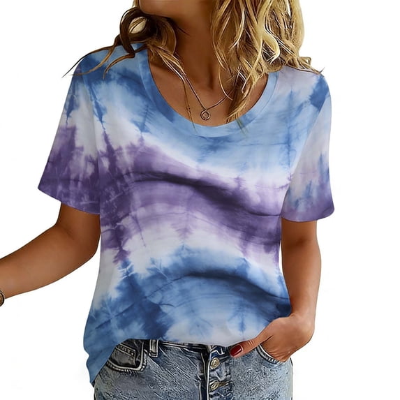 Taylonsss Unisex Gradient Print Round Neck Short Sleeve T-Shirt for Casual Sports and Daily Wear Breathable Elastic Poly-Spandex Blend Spring Summer Fall