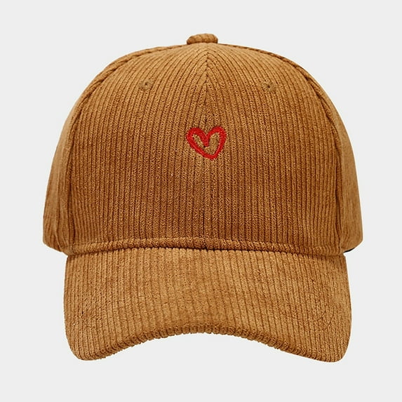 Taylonsss Unisex Spring Fall Corduroy Baseball Cap Heart Embroidery Minimalist Stylish Casual Streetwear Trendy Hat