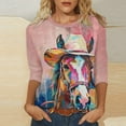 thumbnail image 1 of Taylonsss Women 3/4Sleeves Casual Shirts Pullover Loose Tunic Tops Print Blouse, 1 of 5