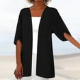 thumbnail image 1 of Taylonsss Women Fashion Cardigan Up Casual Solid Color Half Sleeve Hoodeless Top, 1 of 6
