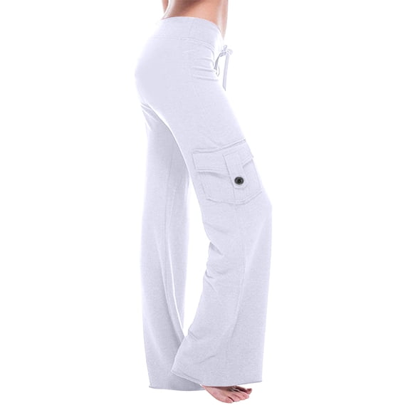 Taylonsss Women Workout Out Leggings Stretch Waist Button Pocket Yoga Gym Loose Pants