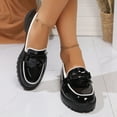 thumbnail image 1 of Taylonsss Women's Bow-Knot Slip-On Loafers with Low Chunkys Heel and Round Toe for Fall and Winter Comfortable Patent Leather Shoes with Grippy Sole, 1 of 8
