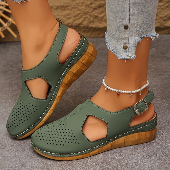 Taylonsss Women's Breathable Adjustable Strap Wedge Sandals for Spring Summer Casual Plus Size Beach Wear with Cushioned Footbed