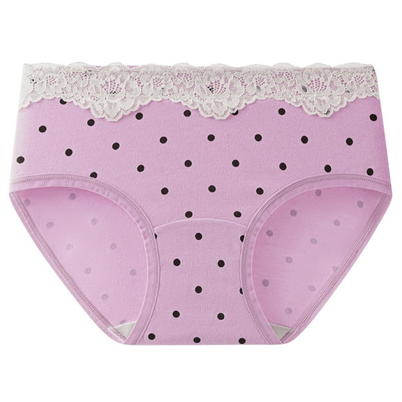 Taylonsss Women's Breathable Cotton High Waist Underwear Lace Shape Polka Dot Design Feminine Comfort