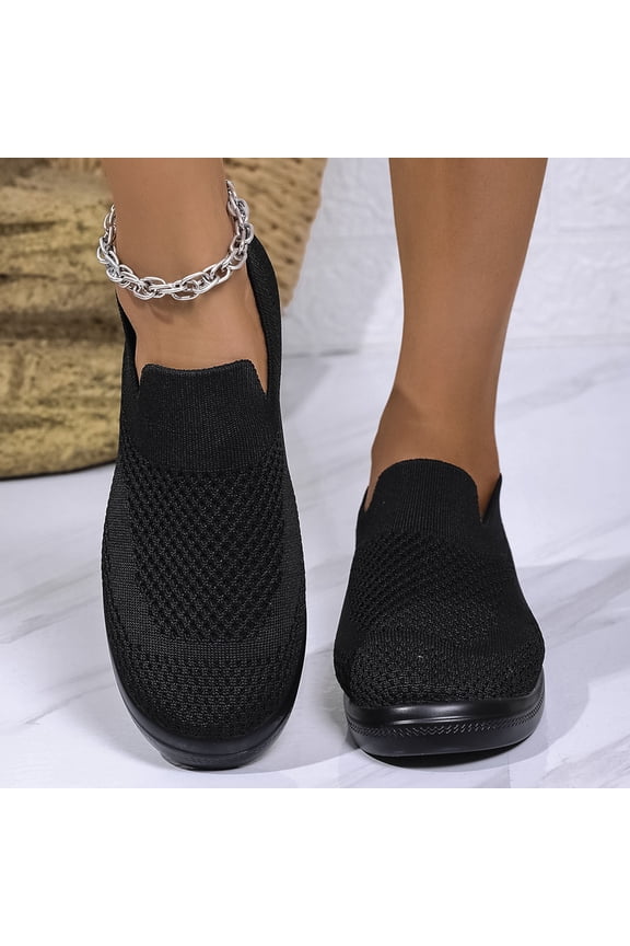 Women's Breathable Knit Mesh Slip-On Walking Shoes with Flexible Sole for All-Season Casual Wear Lightweight Comfortable Causal Options