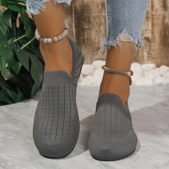Taylonsss Women's Casual Comfortable Flat Shoes with Round Toe and Breathable Knit for Spring Summer Daily Wear Easy Slip-On Loafers