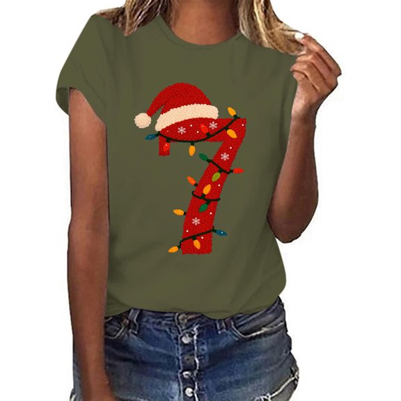 Taylonsss Women's Casual Printed Short Sleeve Round-Neck T-Shirt Top for Summer Comfort in Polyester Spandex Blend