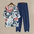 thumbnail image 1 of Taylonsss Women's Casual Round Neck Short Sleeve Top And Pants Digital Printing Two-piece Set, 1 of 5