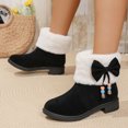 thumbnail image 1 of Taylonsss Women's Chunkys Heel Round Toe Mid-Calf Boots with Faux Fur Collar and Bow Detail for Fall and Winter Comfortable Low Blocks Heel Casual Ankle Boots, 1 of 8