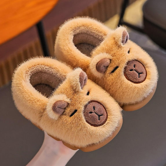 Taylonsss Women's Closed-Back Flat Slippers with Cute Bear Design Soft High-Density Fabric for Indoor Home Wear in Fall and Winter Non-Slip Comfortable Arch Support