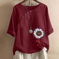 thumbnail image 1 of Taylonsss Women's Cotton And Linen Printed T-shirt For Slimming And Casual Personality Printing Top For Women's Clothing, 1 of 3