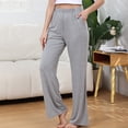 thumbnail image 1 of Taylonsss Women's Elastic Waist Wide Leg Trousers with Pockets Soft Knit Fabric Casual Lounge Pants for Warmth and Comfort, 1 of 6
