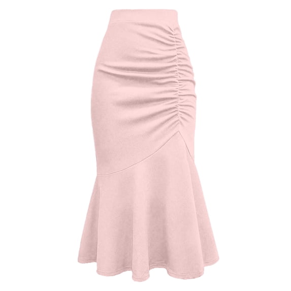 Taylonsss Women's Elegant Midi Fishtail Skirt Business Formal Skirts Ruffle Hem Fishtail Skirt