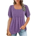 thumbnail image 1 of Taylonsss Women's Fashion Casual Solid Color Pleated Comfortable Short Sleeve Sweatshirt Tops Blouse, 1 of 5