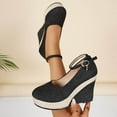 thumbnail image 1 of Taylonsss Women's Fashion Large Size Wedge Heel Roman Sandals with Denim Texture and Adjustable Ankle Strap for Fall and Winter Comfortable Height Increase Casual Outdoor Wear, 1 of 8
