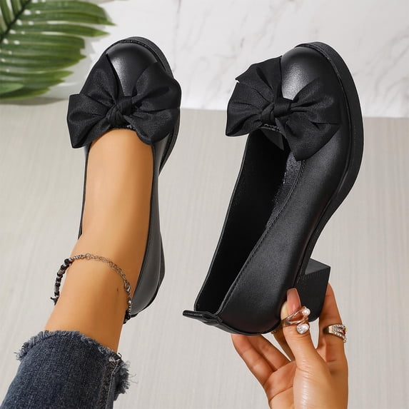 Taylonsss Women's Fashion Mary Jane Block Heel Shoes with Satin Bow for Spring Summer Comfortable Casual Versatile Work Office Party Daily Wear