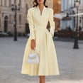 thumbnail image 1 of Taylonsss Women's Fashion Turndown Collar V-Neck Long Sleeve Slim Fit Solid Evening Gown Dress with Pocket for Casual Party Wedding Spring Occasions, 1 of 6