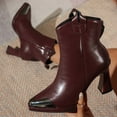 thumbnail image 1 of Taylonsss Women's Fashionable Ankle Boots with Pointed Toe Back Zipper Closure and Mid-Heel Blocks for Winter Comfortable Causal Short Boots with Metal Toe Cap Design, 1 of 8