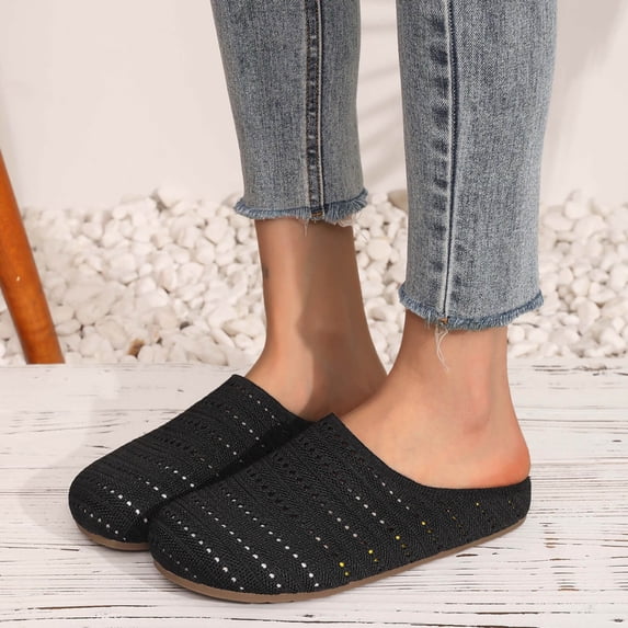 Taylonsss Women's Fashionable Breathable Knit Mesh Slip-On Mules with Round Toe Hollow Out Design for Casual Comfortable Versatile Daily Wear in Spring and Summer
