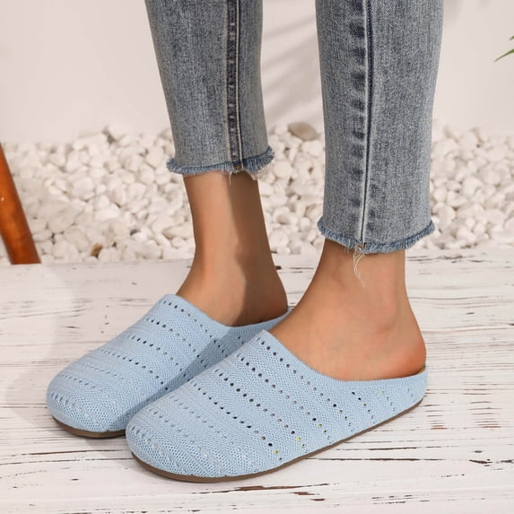 Taylonsss Women's Fashionable Breathable Knit Mesh Slip-On Mules with Round Toe Hollow Out Design for Casual Comfortable Versatile Daily Wear in Spring and Summer