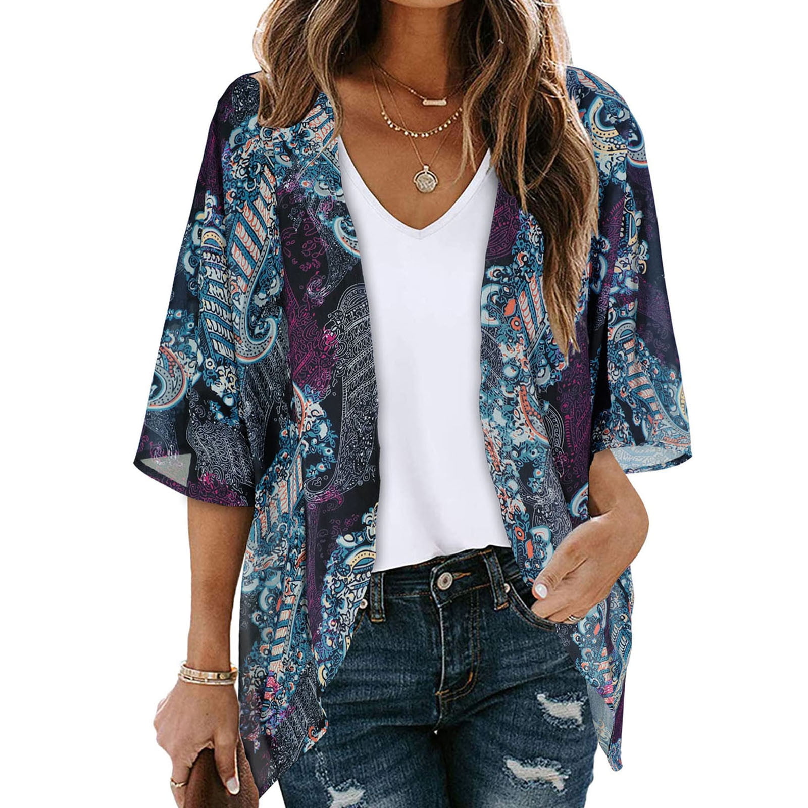 NEW JOHNNY WAS Nephi Silk Floral Butterfly Kimono Tunic Top O/S - Foto 3
