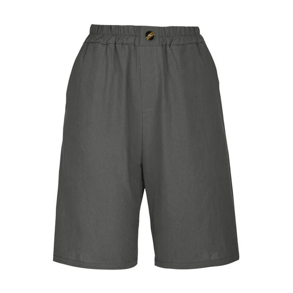 Taylonsss Women's Half Shorts Pants Summer Elastic Waist Buttons Casual Linen Pockets Pants